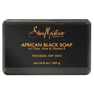 Shea moisture Organic African Black Soap Bar with Shea Butter, 8oz