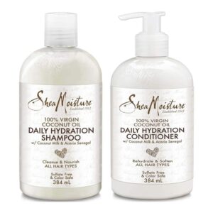 Shea Moisture 100% Virgin Coconut Oil Daily Hydration Shampoo and Conditioner 13oz BUNDLE
