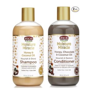 African Pride Moisture Miracle Shampoo and Conditioner, Honey, Chocolate & Coconut Oil Set, 12 Oz