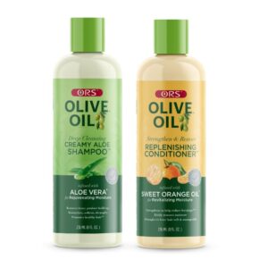 ORS Olive Oil Sulfate-Free Hydrating Shampoo 370ml with Strength & Nourish Replenishing Conditioner 362ml