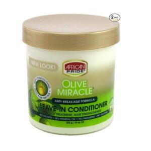African Pride Olive Miracle Leave-In Conditioner 15oz Jar (2 Pack, 300ml)