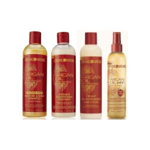 Crème Of Nature Argan Oil from Morocco (4 SET BUNDLE) - Shampoo + Conditioner + Leave-in Conditioner + Oil Moisturizing Hair Lotion