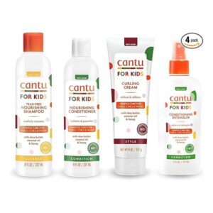 Cantu Care For Kids Gentle Care for Textured Hair - Shampoo + Conditioner + Detangler + Styling Custard (SET OF 4)