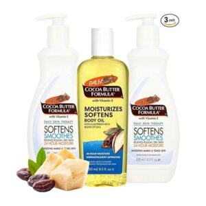 Palmer's Cocoa Butter Skin Care Bundle - Body Care Bundle of 2 x 400ml Intensive Cocoa Butter Moisturiser Body Lotion & 250ml Body Oil. 24 Hour Body Moisturiser with Vitamin E